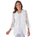 Plus Size Women's Curved Hem Pointelle Cardigan by Woman Within in White (Size M)