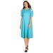 Plus Size Women's Cold Shoulder Tee Dress by Woman Within in Pretty Turquoise (Size 4X)