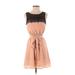 Forever 21 Casual Dress - A-Line: Tan Color Block Dresses - Women's Size Small