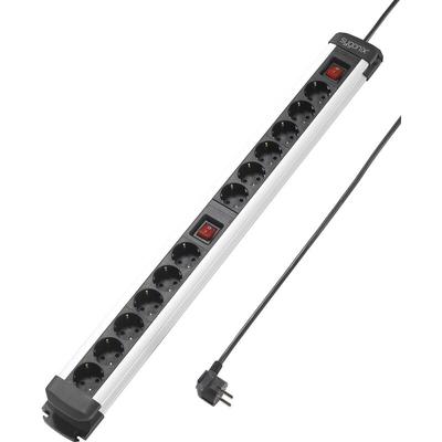 SY-4538268 Steckdosenleiste mit Schalter 12fach Schwarz, Silber Schutzkontakt 1 St. - Sygonix Image