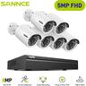 Kit di videosorveglianza Sannce Sistema di videosorveglianza di rete PoE da 5 mp fhd, nvr di