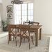 7' x 40" Rustic Folding Farm Table Set with 4 Cross Back Chairs and Cushions
