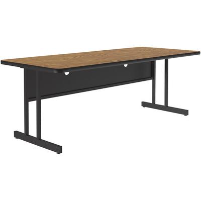 Correll 30" x 72" Rectangular Medium Oak Finish Keyboard Height Thermal-Fused Laminate Top Computer and Training Desk
