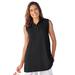Plus Size Women's Sleeveless Polo Tunic by Woman Within in Black (Size 3X)
