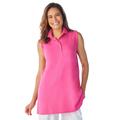 Plus Size Women's Sleeveless Polo Tunic by Woman Within in Raspberry Sorbet (Size 6X)