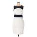 The Limited Casual Dress - Sheath Crew Neck Sleeveless: White Color Block Dresses - Women's Size Small