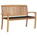 vidaXL Stacking Patio Bench with Cushion 50.6" Solid Teak Wood - 50.6" x 22.6" x 35.4"