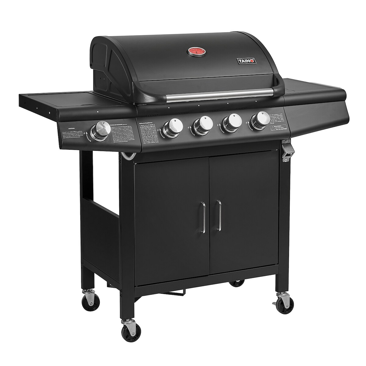 TAINO RED 4+1 Gasgrill Grillwagen BBQ Edelstahl-Brenner Gas-Grill Schwarz Image