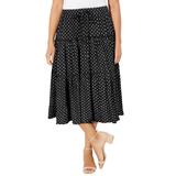 Plus Size Women's Tiered Midi Skirt by Catherines in Black Polka Dots (Size 2X)