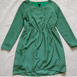 J. Crew Dresses | J Crew Tulip Hem Faux Wrap Dress Diamond Motif Long Sleeves | Color: Green | Size: 6