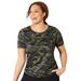 Plus Size Women's Chlorine Resistant Swim Tee by Swimsuits For All in Green Camo (Size 16)