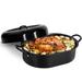 Granitestone Oval Roaster Pan, Small 16" Ultra Nonstick Roasting Pan Enameled Cast Iron in Black | 16 H x 12.7 D in | Wayfair 7509