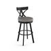 Gracie Oaks Amalija Swivel Counter & Bar Stool Upholstered/Leather/Metal/Faux leather in Black/Brown | 38 H x 17.63 W x 20.5 D in | Wayfair