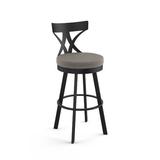 Gracie Oaks Amalija Swivel Counter & Bar Stool Upholstered/Leather/Metal/Faux leather in Gray/Black/Brown | 38 H x 17.63 W x 20.5 D in | Wayfair