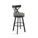 Gracie Oaks Amalija Swivel Counter & Bar Stool Upholstered/Leather/Metal/Faux leather in Gray/Black/Brown | 38 H x 17.63 W x 20.5 D in | Wayfair