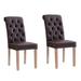 Red Barrel Studio® Natalie Roll Top Tufted Faux Modern Dining Chair Set Of 2 Faux /Upholstered in Brown | 39.5 H x 17 W x 26.75 D in | Wayfair