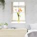 Red Barrel Studio® Yellow & Red Tulips In Front Of White Wooden Framed Glass Window - 1 Piece Rectangle Graphic Art Print On Wrapped Canvas Canvas | Wayfair