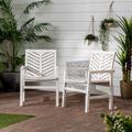 Vincent Wood Chevron Patio Chair, Set of 2 - White Wash - Walker Edison OWC2VINWW