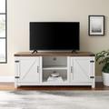 Modern Farmhouse Double Barn Door TV Stand for TVs up to 65” – Rustic Oak/Brushed White - Walker Edison W58BDSDROBRW