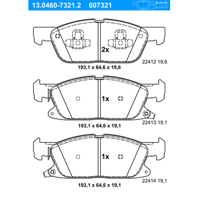 ATE Bremsbelagsatz, Scheibenbremse vorne rechts links für FORD 2241923 F2GC-2001-CA 5311711 13.0460-7321.2