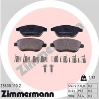 ZIMMERMANN Bremsbelagsatz, Scheibenbremse 23600.190.2 vorne rechts links Foto entspricht Lieferumfang für CITROËN/PEUGEOT FIAT 4254.18 4253.39 E172125 Image