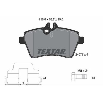 TEXTAR Bremsbelagsatz, Scheibenbremse vorne rechts links mit Zubehör für MERCEDES-BENZ A1694201820 1694201820 A169420102