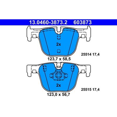 ATE Bremsbelagsatz, Scheibenbremse hinten rechts links für BMW 34216850570 13.0460-3873.2