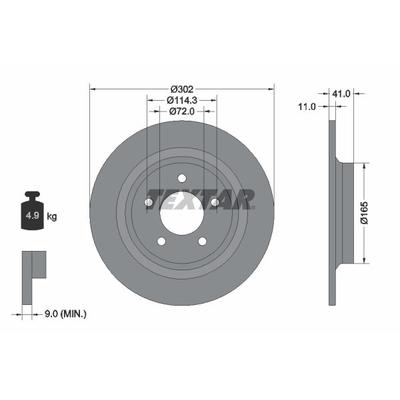 TEXTAR Bremsscheibe hinten rechts links voll 302mm für MITSUBISHI MAZDA C23Y26251A C26Y26251 C26Y26251A 92148200