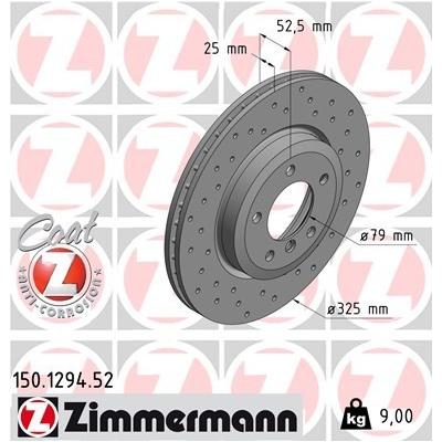 ZIMMERMANN Bremsscheibe SPORT COAT Z vorne rechts links Gelocht 325mm für BMW 34116864047 34101166071 34116769305 150.12