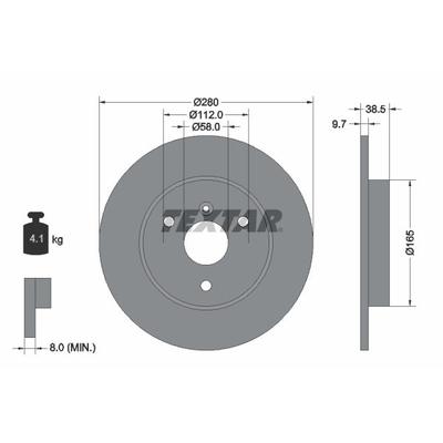 TEXTAR Bremsscheibe PRO vorne rechts links voll 280mm für SMART A4514210112 4514210112 92155503