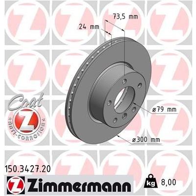 ZIMMERMANN Bremsscheibe COAT Z vorne rechts links innenbelüftet 300mm für BMW (BRILLIANCE) 34116772669 34116854998 34116