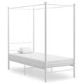 vidaXL Canopy Bed Frame White Metal 90x200 cm