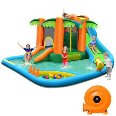 Costway 7-in-1 Inflatable Water Slide Park with 780W Blower