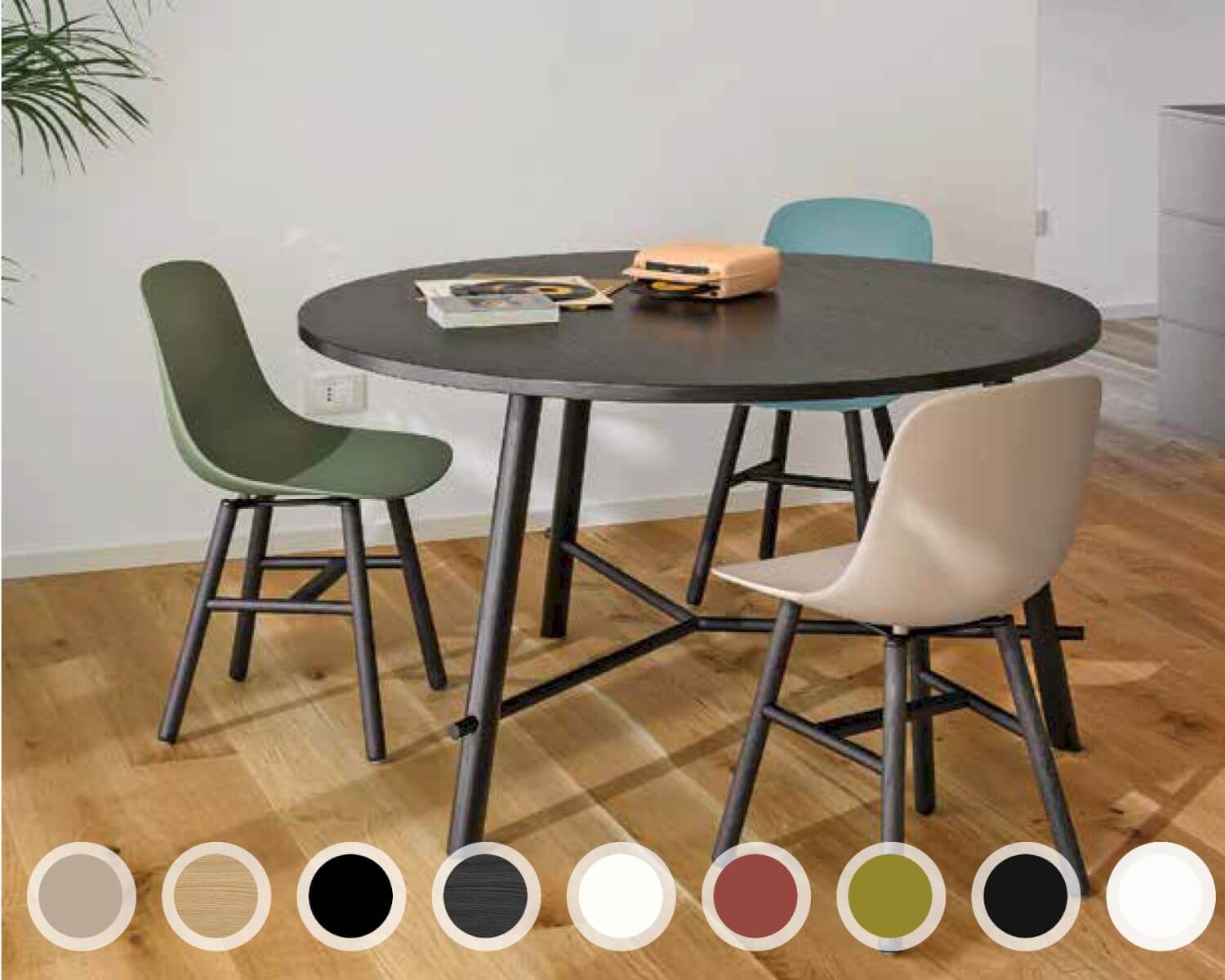 infiniti »PURE LOOP MONO« Retro Designer-Stuhl ROVAN Eiche natur / IS514 Sand