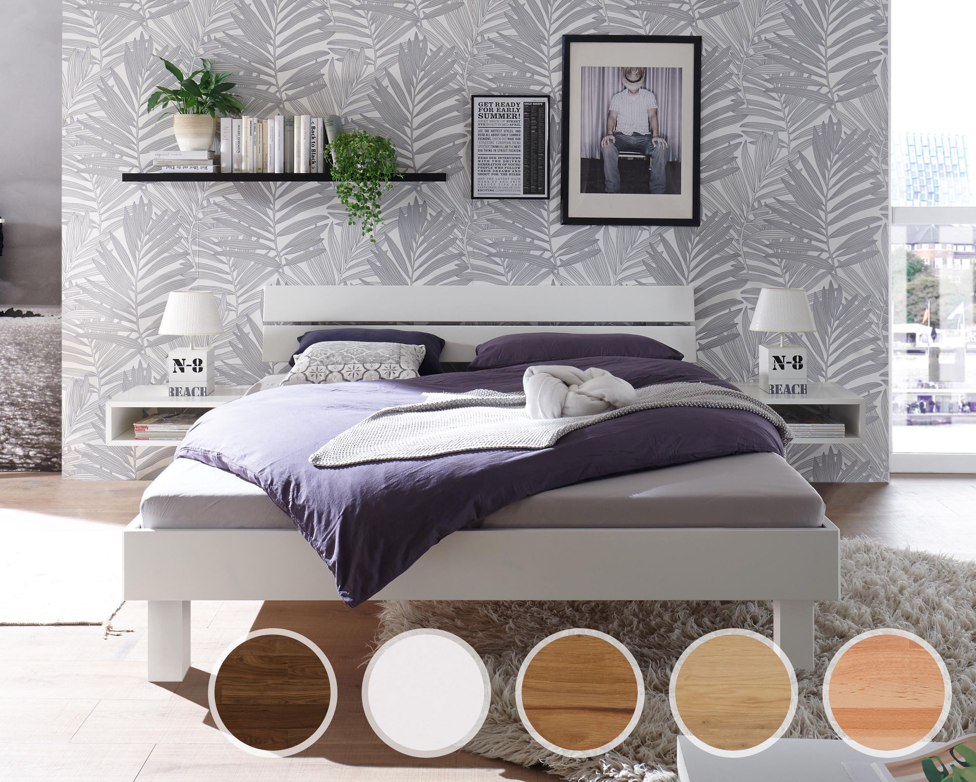 Hasena Pronto »Prato« Massivholzbett 90x200 cm / Eiche bianco, gebürstet, geölt / 25 cm