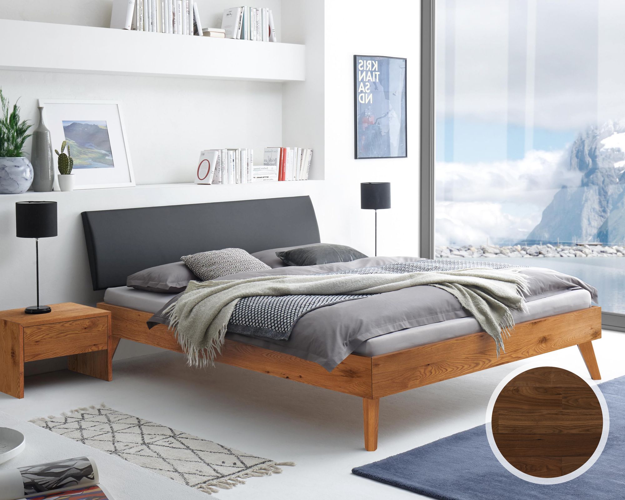 Hasena Pronto »Caprile« Massivholzbett 90x200 cm / Nussbaum, geölt / 20 cm