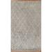 Gray/ Ivory Trellis Plush Moroccan Area Rug Hand-knotted Wool Carpet - 5'2" x 8'0"