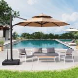 Pellebant 11.5FT Outdoor Round Cantilever Umbrella With Double Top