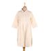 Alabaster Bliss,'Embroidered Cotton and Linen Blend Shirt Dress'