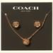 Coach Jewelry | Coach Open Circle Necklace And Tea Rose Stud Earrings Set | Color: Gold/Red | Size: Os