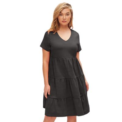 Plus Size Women's Tiered Knit Tee Dress by ellos in Black (Size 10/12)