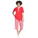 Plus Size Women's 2-Piece Tunic Capri Set by Woman Within in Vivid Red Mini Gingham (Size 2X)