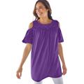 Plus Size Women's Eyelet Cold-Shoulder Tunic by Woman Within in Purple Orchid (Size 5X)