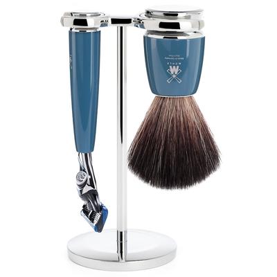 Mühle RYTMO 3-teiliges Rasierset, Black Fibre, mit Gillette® Fusion™ Griffmaterial Edelharz petrol Herren