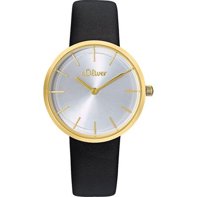s.Oliver Damenuhr Edelstahl gold, schwarz Damen Image