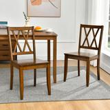 Lark Manor™ Solid Wood Cross Back Side Chair Wood in Brown | 35 H x 17.5 W x 18.3 D in | Wayfair F61AD2B8E6A9456E942D1F944D67981F