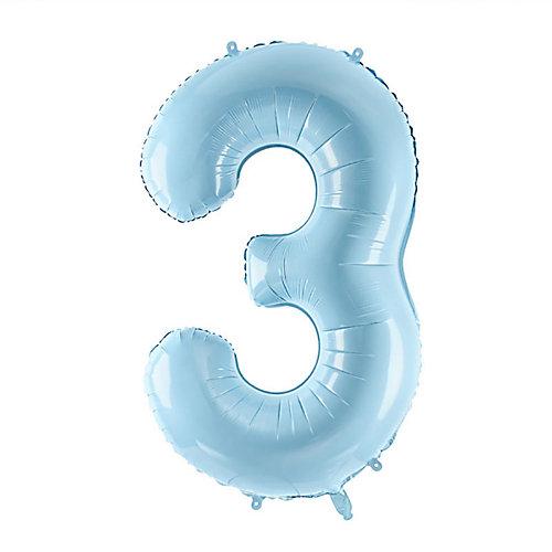 Befüllter Heliumballon Fertiger Geburtstagsballon Zahl 3 blau