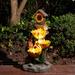 Glitzhome 28.5"H Farmhouse Sunflowers Rooster Resin LED Fountain w/ Birdhouse Outdoor Decor