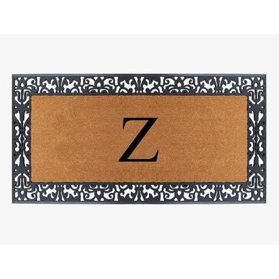 A1HC Rubber and Coir Paisley Border Heavy Duty Non-Slip Durable Double Door Monogrammed Doormat 30