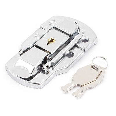 Suitcase Chest Metal Locking Toggle Catch Latch Silver Tone w Keys - Silver Tone